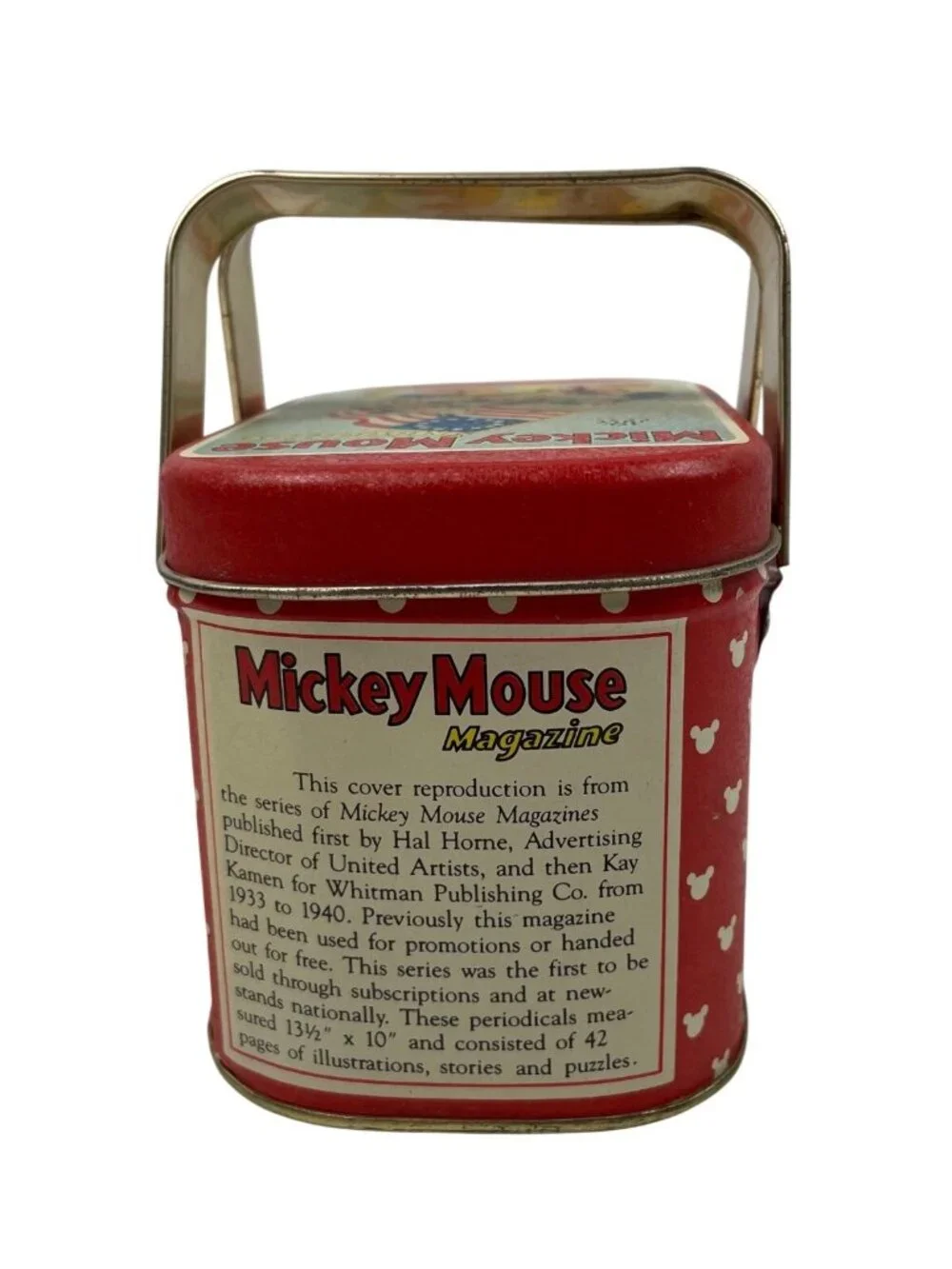 Vintage Mickey Mouse Magazine Tin Lunchbox With Handle